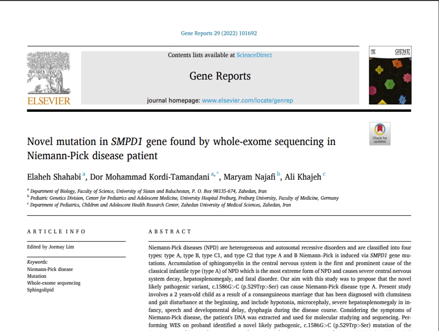 Novel mutation in SMPD1 gene found by whole-exome sequencing in  Niemann-Pick ...